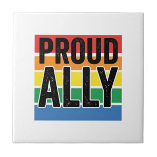 Proud Ally Vintage Pride Support Shirt Design_1 Ceramic Tile