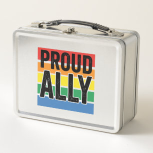 Proud Ally Vintage Pride Support Shirt Design_1 Metal Lunch Box