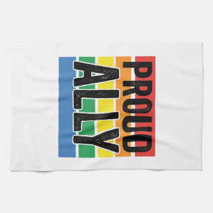 Proud Ally Vintage Pride Support Shirt Design_1 Tea Towel