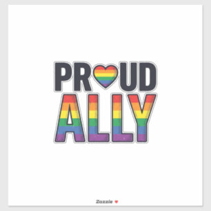 Proud Ally Vintage Rainbow Heart T-Shirt Design_1