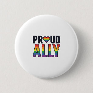Proud Ally Vintage Rainbow Heart T-Shirt Design_1 6 Cm Round Badge
