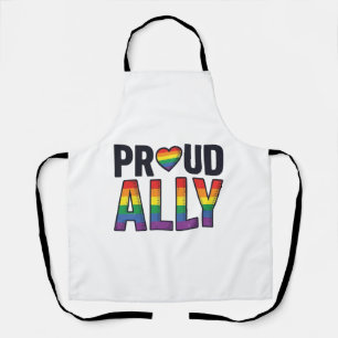 Proud Ally Vintage Rainbow Heart T-Shirt Design_1 Apron