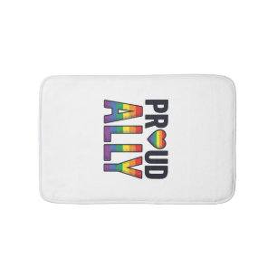 Proud Ally Vintage Rainbow Heart T-Shirt Design_1 Bath Mat