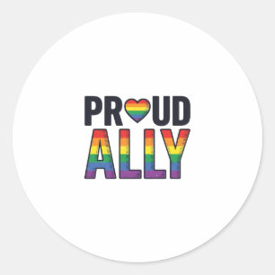 Proud Ally Vintage Rainbow Heart T-Shirt Design_1 Classic Round Sticker
