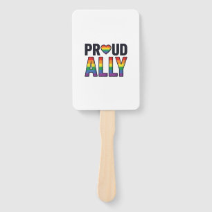 Proud Ally Vintage Rainbow Heart T-Shirt Design_1 Hand Fan