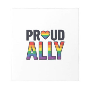 Proud Ally Vintage Rainbow Heart T-Shirt Design_1 Notepad