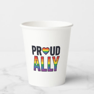 Proud Ally Vintage Rainbow Heart T-Shirt Design_1 Paper Cups