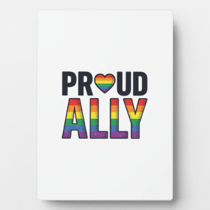 Proud Ally Vintage Rainbow Heart T-Shirt Design_1 Plaque