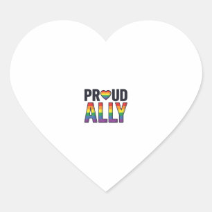 Proud Ally Vintage Rainbow Heart T-Shirt Design_1 Sticker