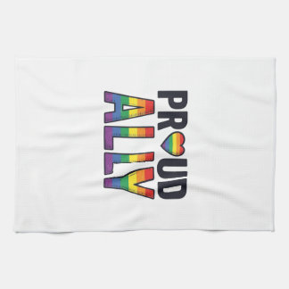 Proud Ally Vintage Rainbow Heart T-Shirt Design_1 Tea Towel