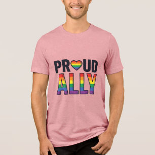 Proud Ally Vintage Rainbow Heart T-Shirt Design_1 Tri-Blend Shirt
