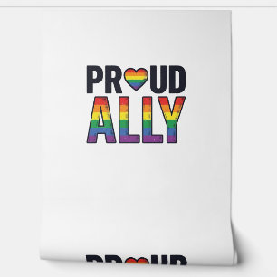 Proud Ally Vintage Rainbow Heart T-Shirt Design_1 Wallpaper