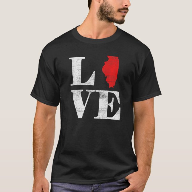 Proud America Citizen State Flag Land Map Love Ill T-Shirt (Front)