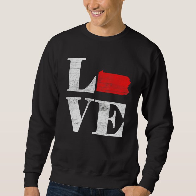 Proud America Citizen State Flag Land Map Love Pen Sweatshirt (Front)