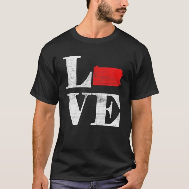 Proud America Citizen State Flag Land Map Love Pen T-Shirt (Front)