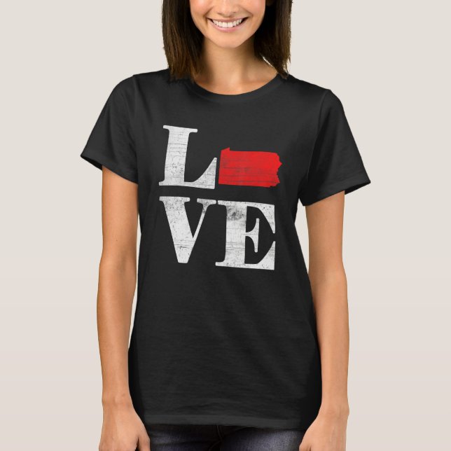 Proud America Citizen State Flag Land Map Love Pen T-Shirt (Front)