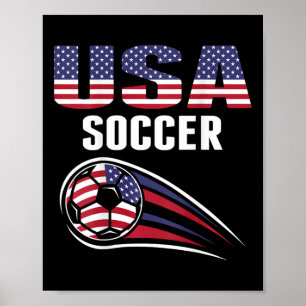 Proud America Soccer Team Supporter Usa Flag Footb Poster