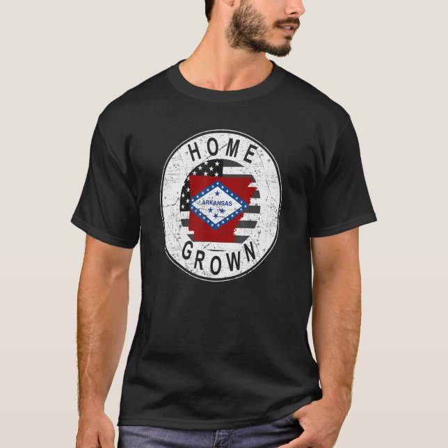 Proud America State Flag US Home Grown Arkansas T-Shirt (Front)