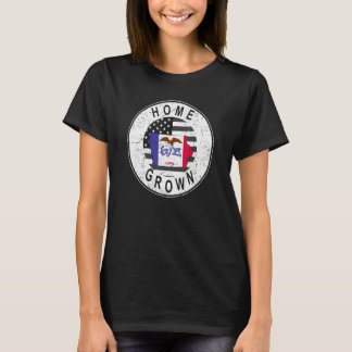 Proud America State Flag Us Home Grown Iowa T-Shirt