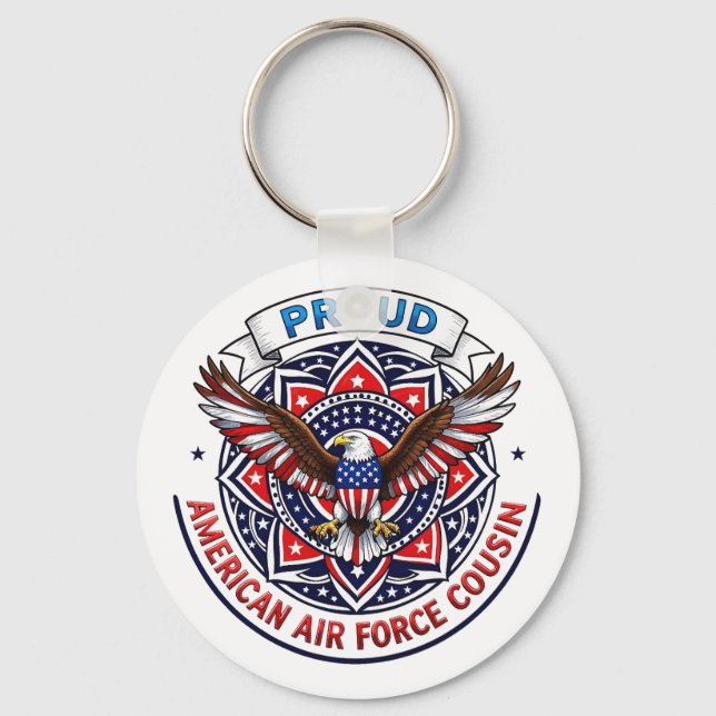 Proud American Air Force Cousin Key Ring (Front)