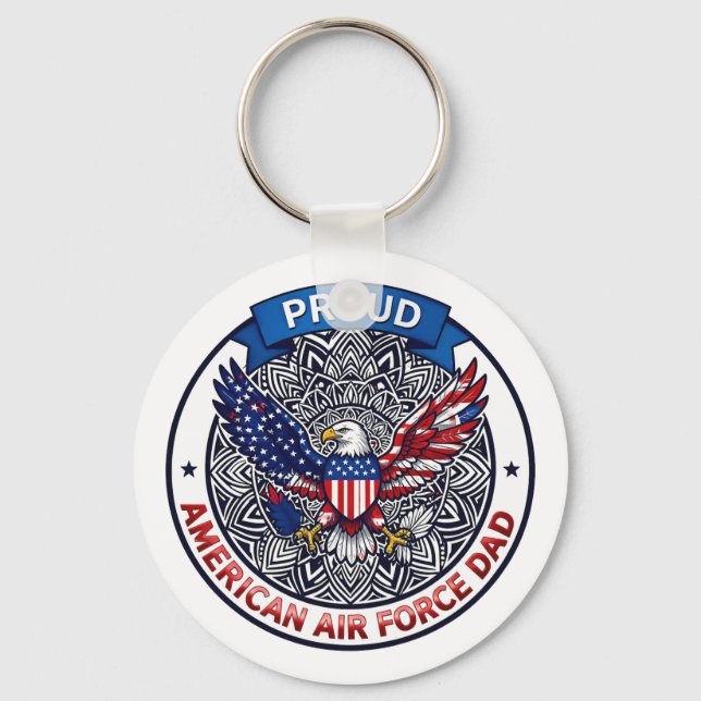 Proud American Air Force Dad Key Ring (Front)
