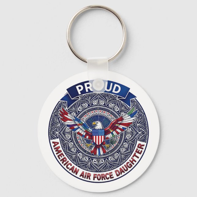 Proud American Air Force Daughter Key Ring (Front)