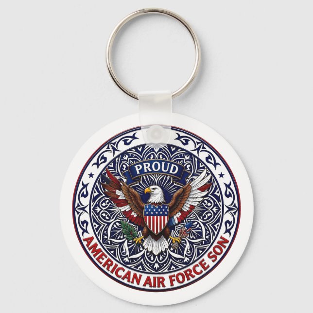 Proud American Air Force Son Key Ring (Front)