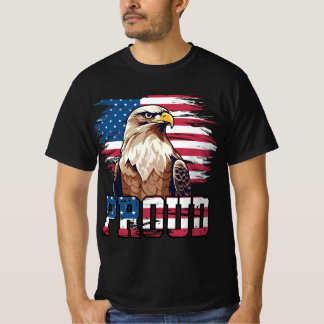 Proud American Bald Eagle - USA Flag  T-Shirt