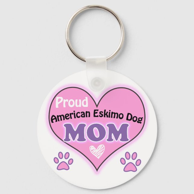 Proud American Eskimo Dog Mum Key Ring (Front)