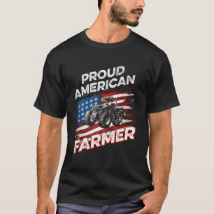 Proud American Farmer Farm Tractors Usa Flag Patri T-Shirt