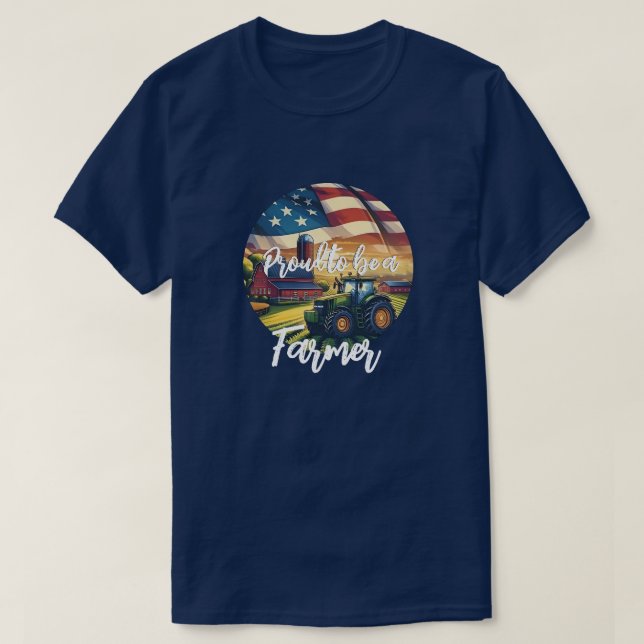 Proud American Farmer  T-Shirt (Design Front)