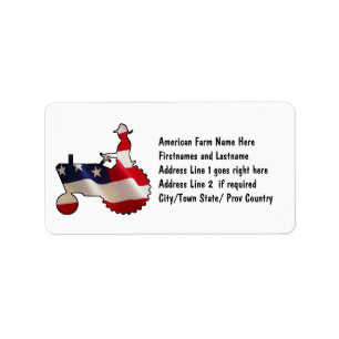 Proud American Farmer  USA Flag Tractor Label