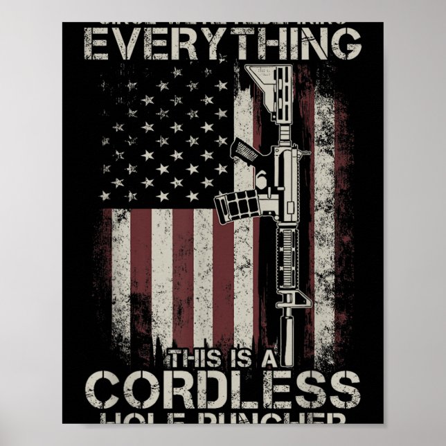 Proud American Flag Veteran Gun Rights Tlt Cordles Poster (Front)