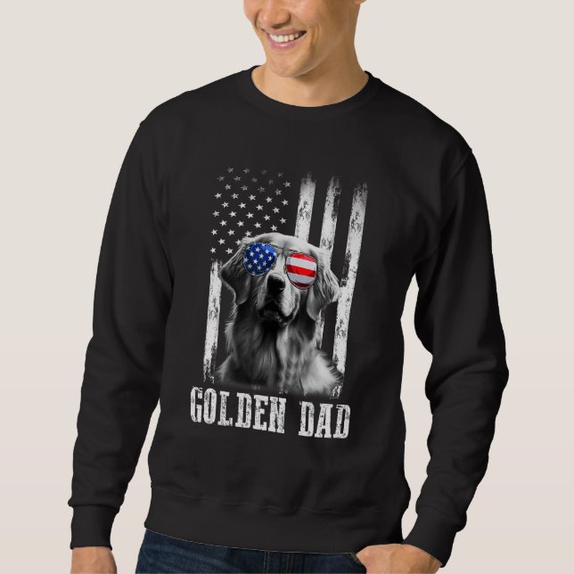 Proud American Golden retriever Flag  Dog Dad Mom Sweatshirt (Front)