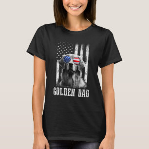 Proud American Golden retriever Flag Dog Dad Mum T-Shirt