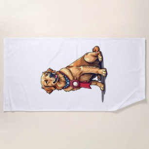 Proud American Golden Retriever Vintage Tee 4 Beach Towel
