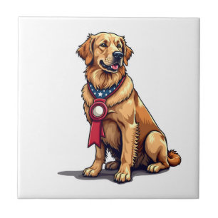 Proud American Golden Retriever Vintage Tee 4 Ceramic Tile
