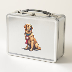 Proud American Golden Retriever Vintage Tee 4 Metal Lunch Box
