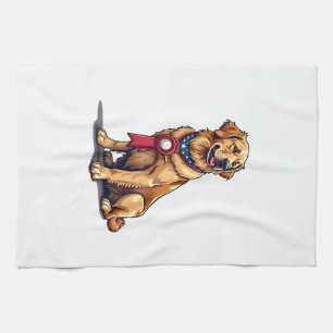 Proud American Golden Retriever Vintage Tee 4 Tea Towel