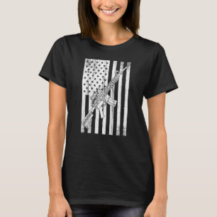 Proud American Gun Flag (On Back) 2nd Amendment Su T-Shirt