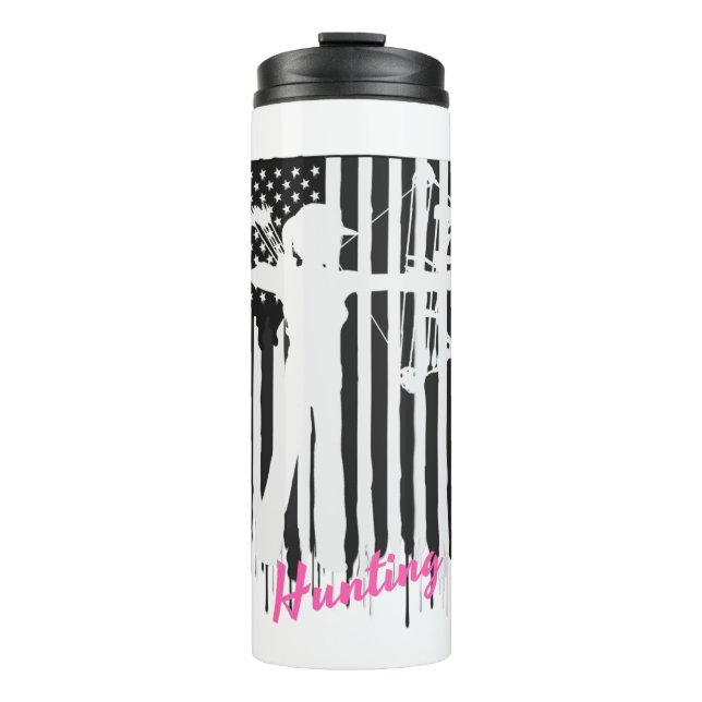 Proud American Huntress Black/White Thermal Tumbler (Front)