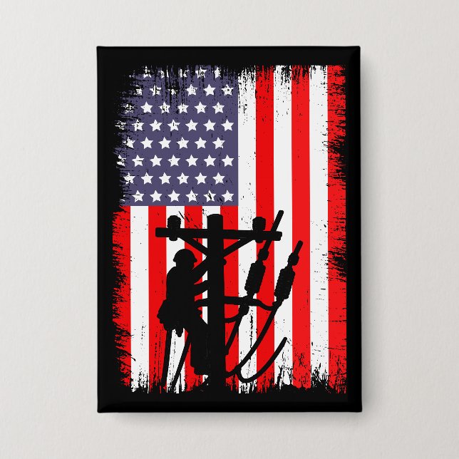 Proud American Lineman Patriotic Utility Worker (Front)