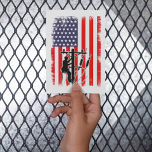 Proud American Lineman Patriotic Utility Worker Invitation
