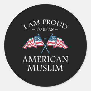 Proud American Muslim Islam USA Flag Allah Gift Classic Round Sticker