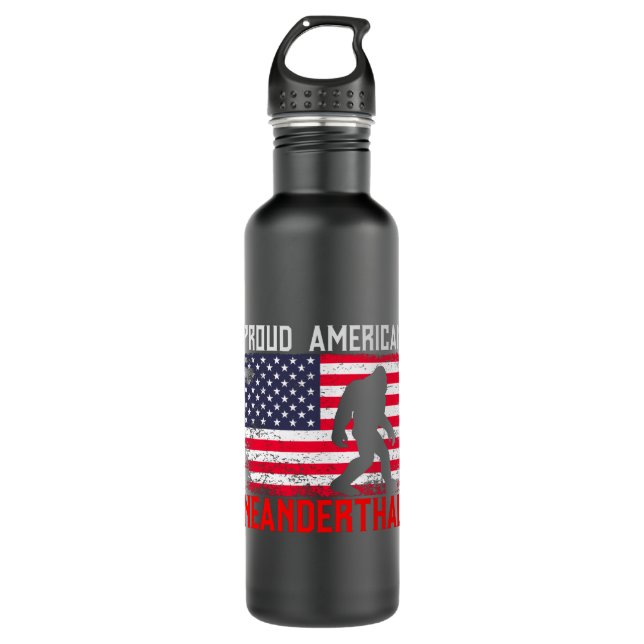 Proud American Neanderthal | USA Flag & Bigfoot 710 Ml Water Bottle (Front)