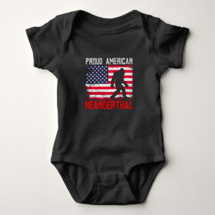 Proud American Neanderthal   USA Flag & Bigfoot Baby Bodysuit