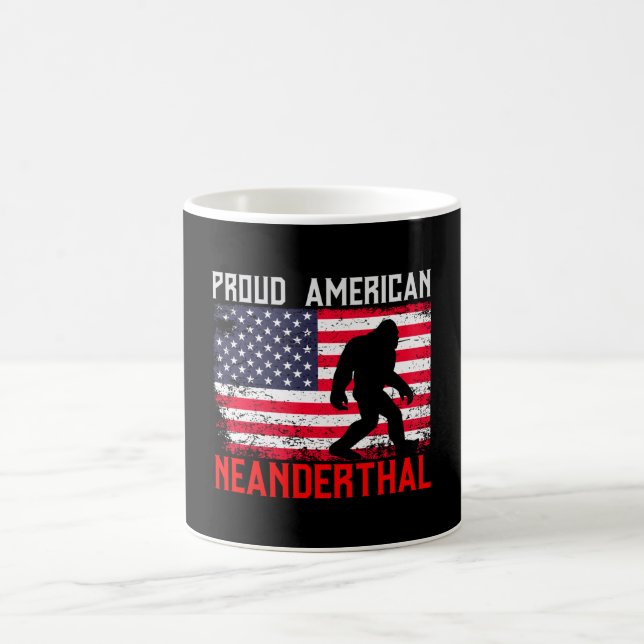 Proud American Neanderthal | USA Flag & Bigfoot Coffee Mug (Center)