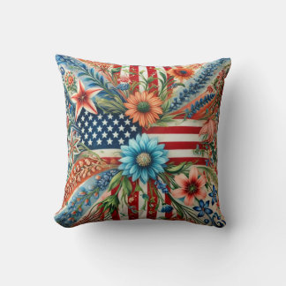 Proud American Pillow. Round Pillow