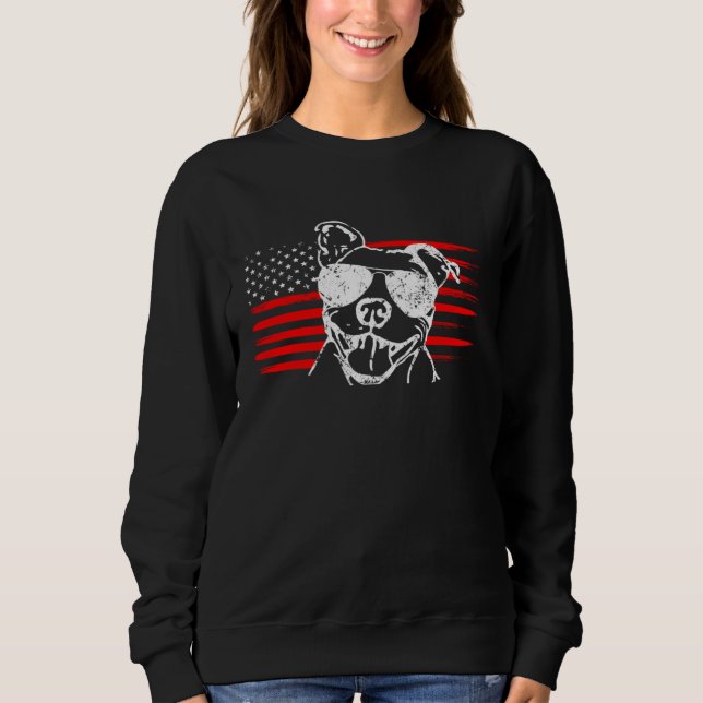 Proud American Pitbull  USA Pit Bull Dad Mom Sweatshirt (Front)