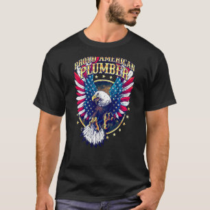Proud American Plumber Patriotic Eagle Design T-Shirt